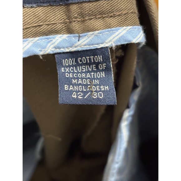 IZOD Mens American Chino Pants Size 42x30 Brown Twill Flat Front Khakis NWT $60 - Picture 8 of 9